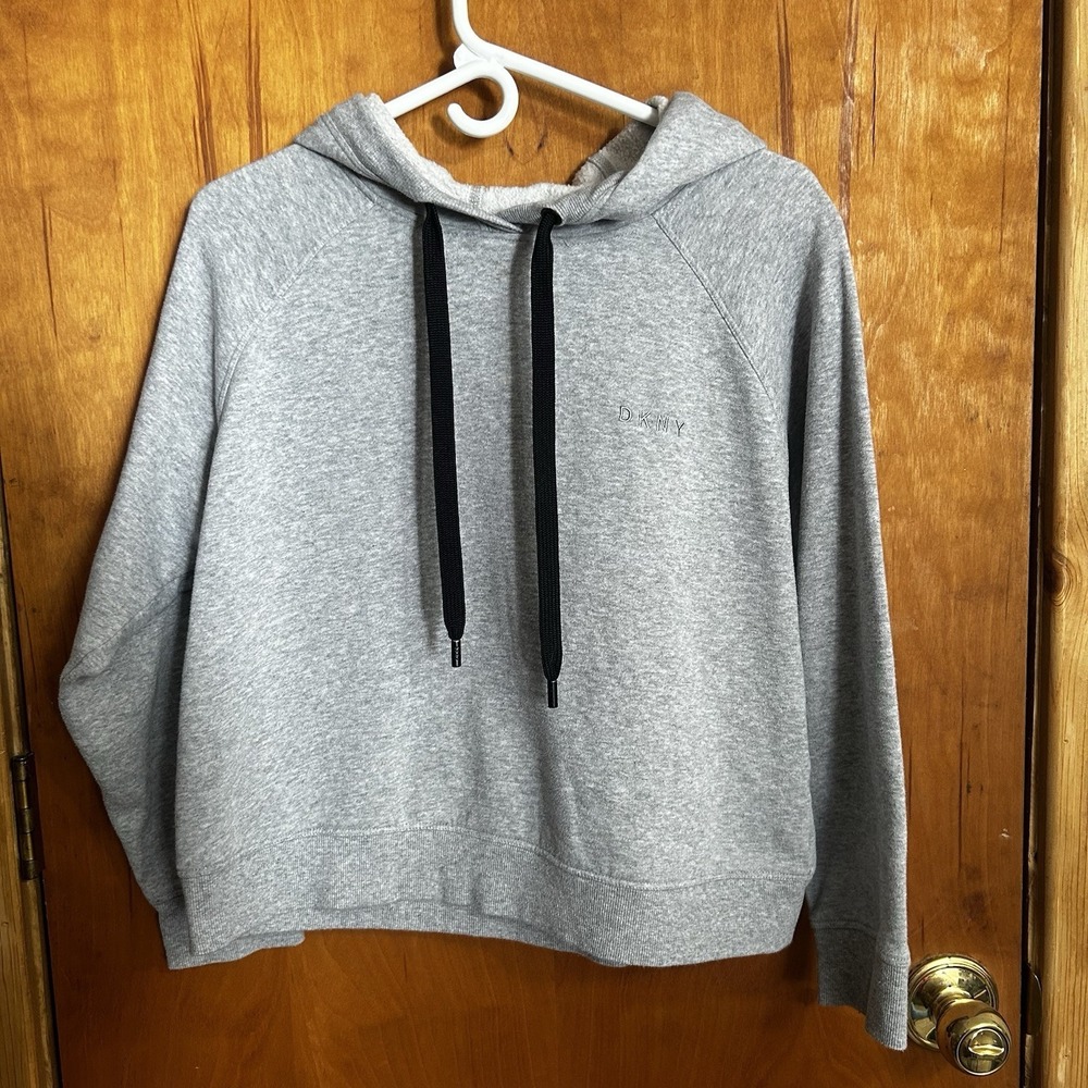 DKNY‎ Sport Women's Medium Grey Cropped Hoodie Sweatshirt